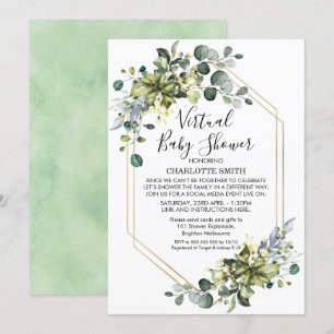 Virtual Geometric Foliage Baby Dusche Einladung