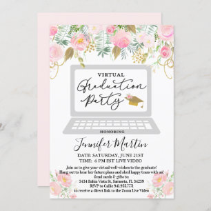 Virtual Graduation Party Floral Invitation