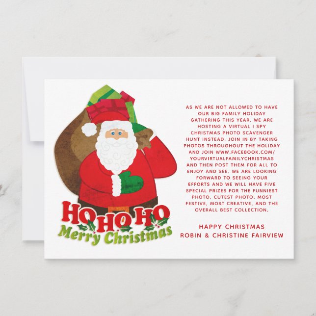 Virtual Hashtag Weihnachten Spionage Spiel Einladung (Vorderseite)