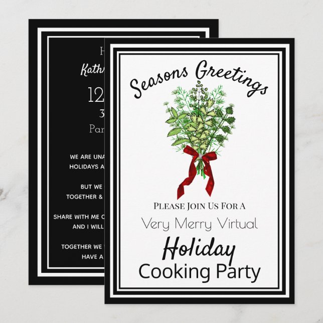 Virtual Holiday Cooking Party Einladung (Vorne/Hinten)