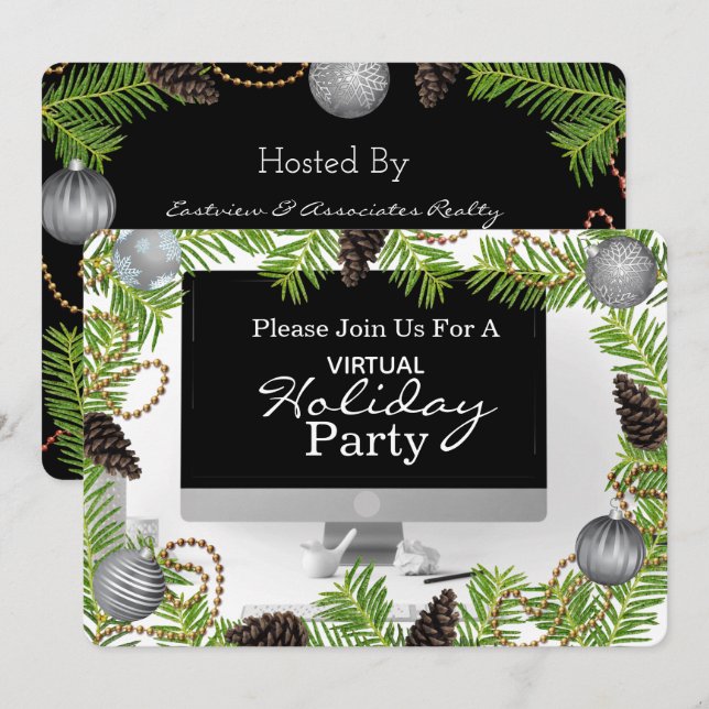Virtual Holiday Party Einladung (Vorne/Hinten)