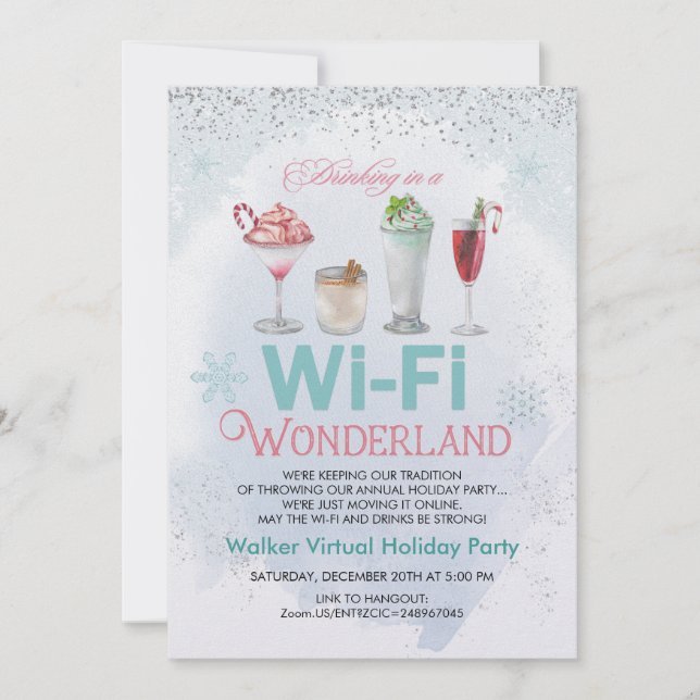 Virtual Holiday Weihnachten Party Einladung (Vorderseite)