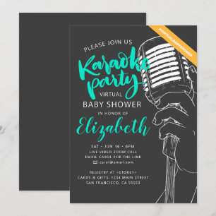Virtual Karaoke Party Babydusche Einladung