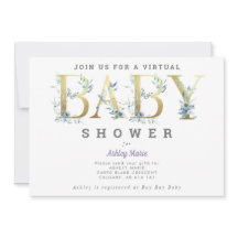 Virtual Long-Distance Blue Flowers Baby Dusche