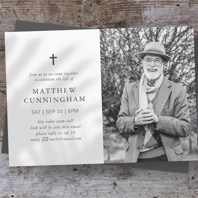 Virtual Memorial Feier des Lebens einfache Kreuz Einladung (Von Creator hochgeladen)