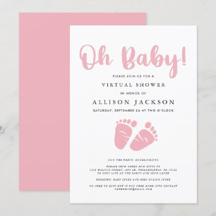 Virtual Oh Baby Girl Dusche Pink Baby Feet Einfach Einladung