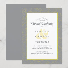 Virtual Online Yellow Modern Pattern Wedding Einladung