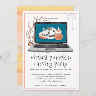 Virtual Pumpkin Carving Halloween-Party Einladung