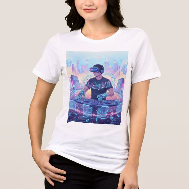 Virtual Reality Mixscape DJ T-Shirt Tri-Blend Shirt (Vorderseite)