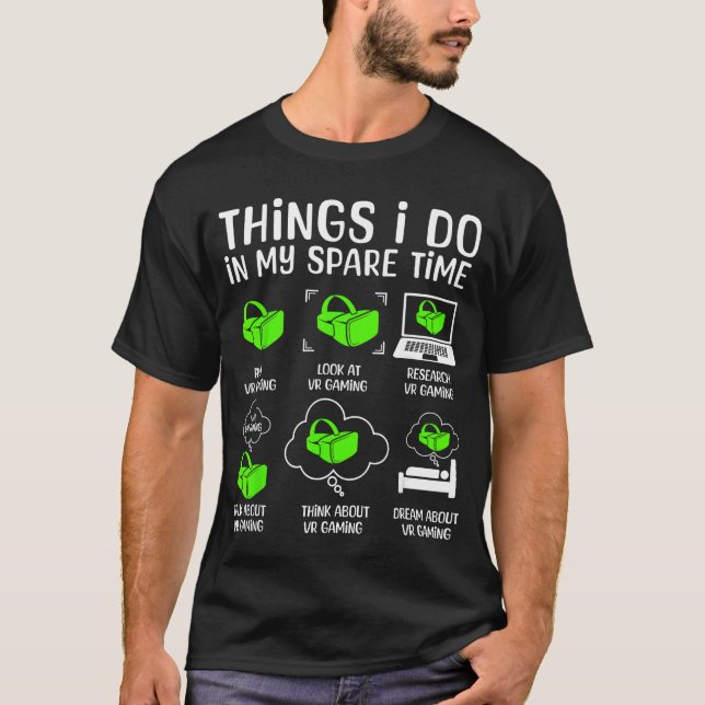 Virtual Reality VR for Men Boys Gaming Gamer Heads T-Shirt (Vorderseite)