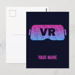 Virtual Reality VR Retro-Gamer-Videobrille Postkarte