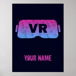 Virtual Reality (VR) Vintag Gamer HMD-Videomateria Poster