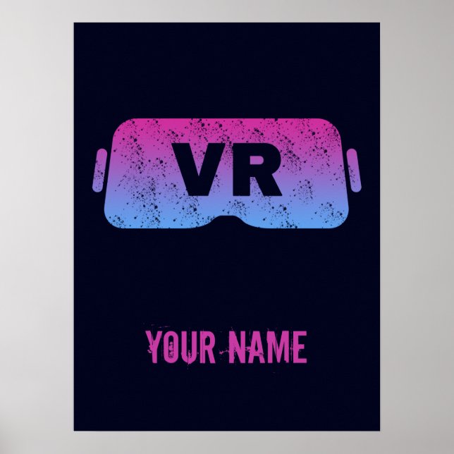 Virtual Reality (VR) Vintag Gamer HMD-Videomateria Poster (Vorne)