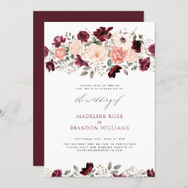 Virtual Rustic Burgundy Blush Floral Wedding Einladung