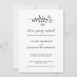 Virtual Schwarz-weiß Floral Wedding Card