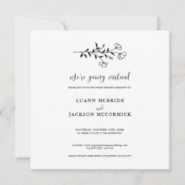 Virtual Schwarz-weiß Floral Wedding Card Karte