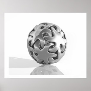 Virtual Sculpture Interlock Star Chrome Poster