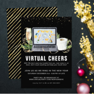 Virtual Silvester Party   Sekt Einladung