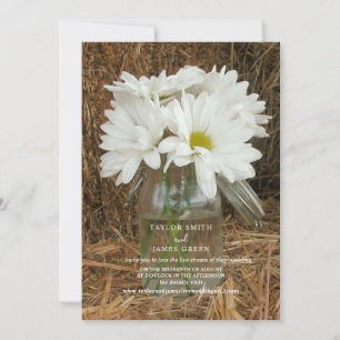 Virtual Streaming Wedding Rustic Hay Daisies Einladung