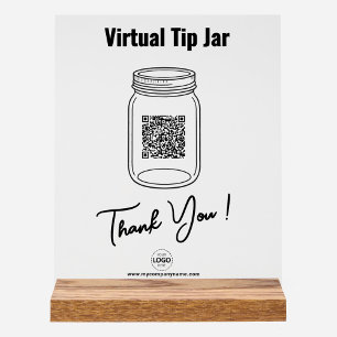 Virtual Tip Jar, Custom QR Code Payment App, Logo Acrylschild