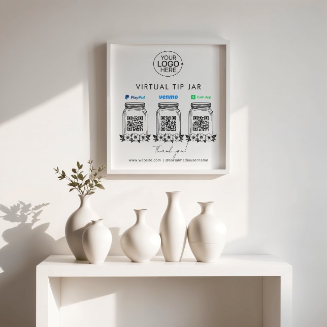 Virtual Tip Jar Logo PayPal Venmo Cash App QR Code Fotodruck (Virtual Tip Jar Logo PayPal Venmo Cash App QR Code Photo Print)
