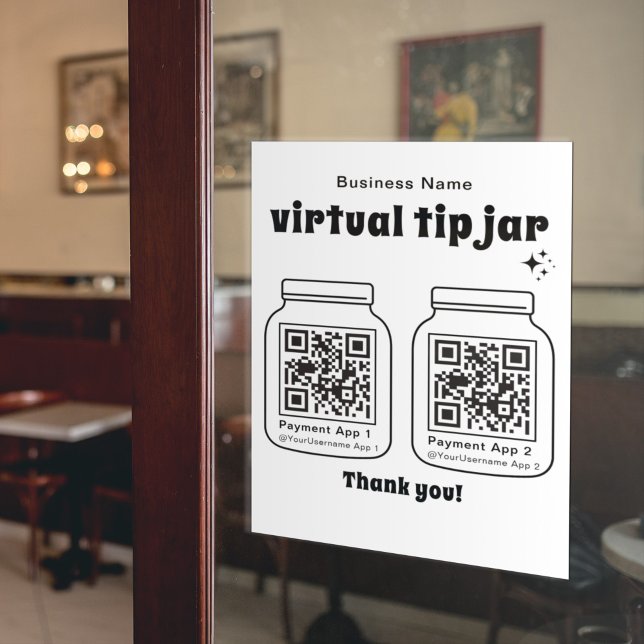 Virtual Tip Jar mit 2 QR Code Fensteraufkleber (Von Creator hochgeladen)