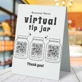 Virtual Tip Jar mit 3 QR Code Tischaufsteller