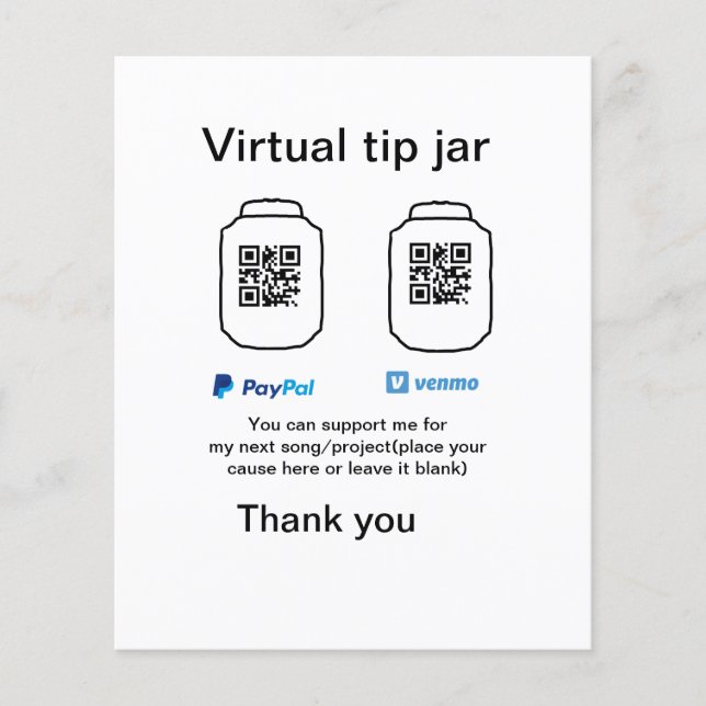 Virtual tip jar q oder Code-Geld-Spende PayPal ven (Vorderseite)