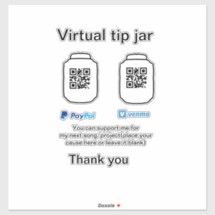 Virtual tip jar q oder Code-Geld-Spende PayPal ven Aufkleber