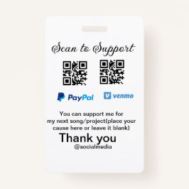 Virtual tip jar q oder Code-Geld-Spende PayPal ven Ausweis