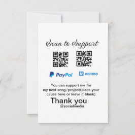 Virtual tip jar q oder Code-Geld-Spende PayPal ven Dankeskarte