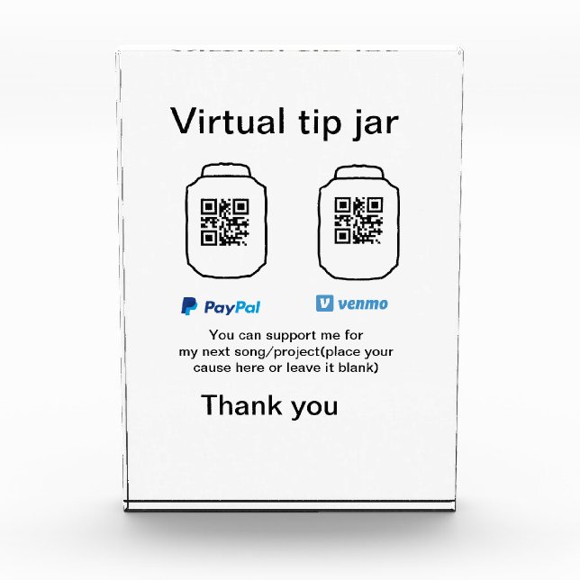 Virtual tip jar q oder Code-Geld-Spende PayPal ven Fotoblock (Vorderseite)
