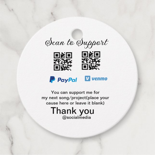 Virtual tip jar q oder Code-Geld-Spende PayPal ven Geschenkanhänger (Vorderseite)