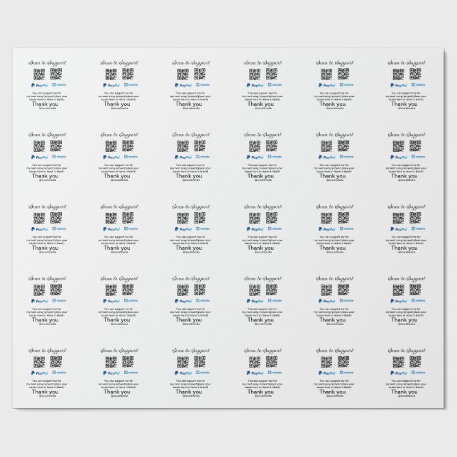 Virtual tip jar q oder Code-Geld-Spende PayPal ven Geschenkpapier (Flach)