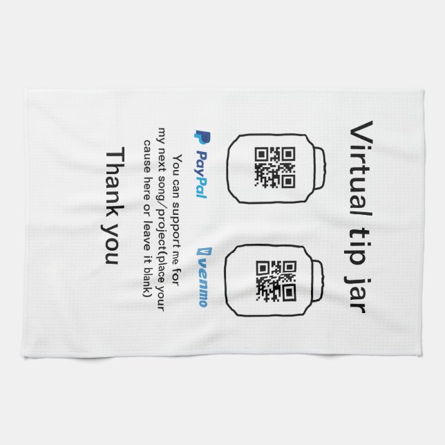 Virtual tip jar q oder Code-Geld-Spende PayPal ven Geschirrtuch (Horizontal)