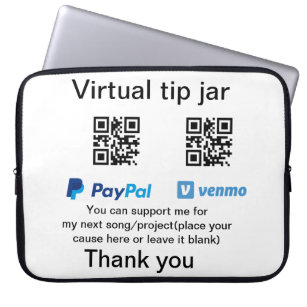 Virtual tip jar q oder Code-Geld-Spende PayPal ven Laptopschutzhülle