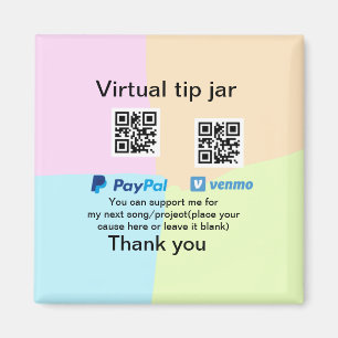 Virtual tip jar q oder Code-Geld-Spende PayPal ven Magnet