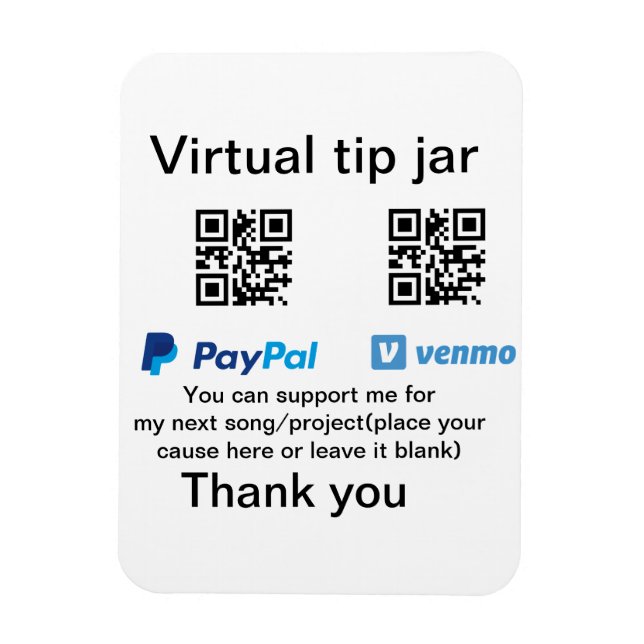 Virtual tip jar q oder Code-Geld-Spende PayPal ven Magnet (Vertikal)