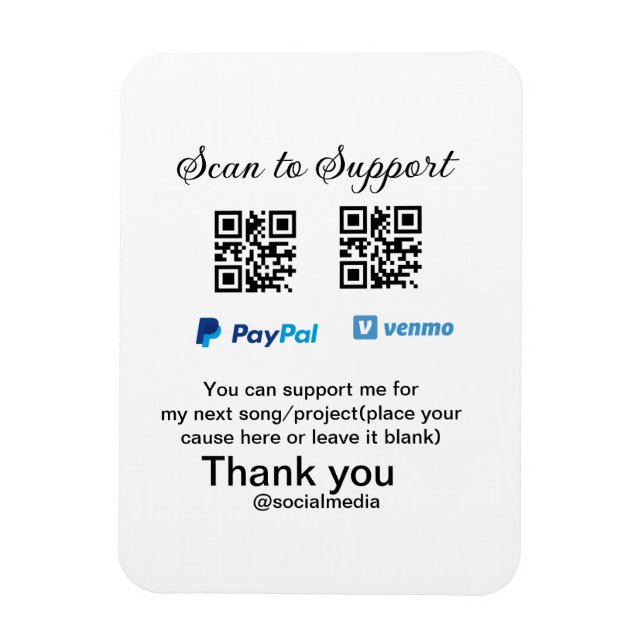 Virtual tip jar q oder Code-Geld-Spende PayPal ven Magnet (Vertikal)