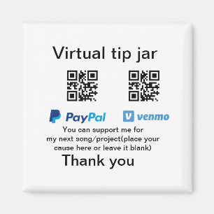 Virtual tip jar q oder Code-Geld-Spende PayPal ven Magnet