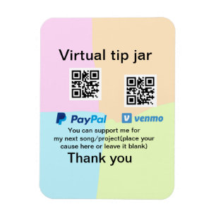 Virtual tip jar q oder Code-Geld-Spende PayPal ven Magnet