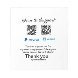 Virtual tip jar q oder Code-Geld-Spende PayPal ven Notizblock