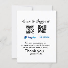 Virtual tip jar q oder Code-Geld-Spende PayPal ven Postkarte