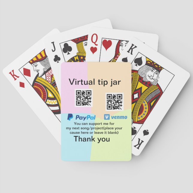 Virtual tip jar q oder Code-Geld-Spende PayPal ven Spielkarten (Rückseite)