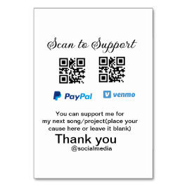 Virtual tip jar q oder Code-Geld-Spende PayPal ven Tischnummer