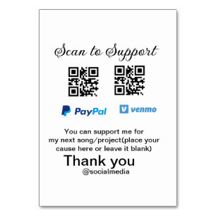 Virtual tip jar q oder Code-Geld-Spende PayPal ven Tischnummer