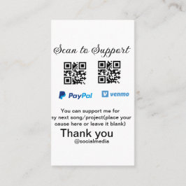 Virtual tip jar q oder Code-Geld-Spende PayPal ven Visitenkarte