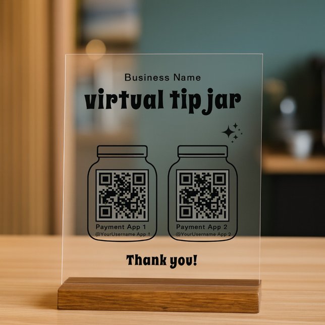 Virtual Tip Jar with 2 QR Code Acrylschild (Von Creator hochgeladen)