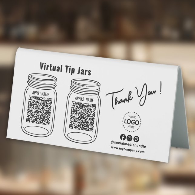 Virtual Tip Jars, QR Code Payment App, weiß Tischaufsteller (Von Creator hochgeladen)