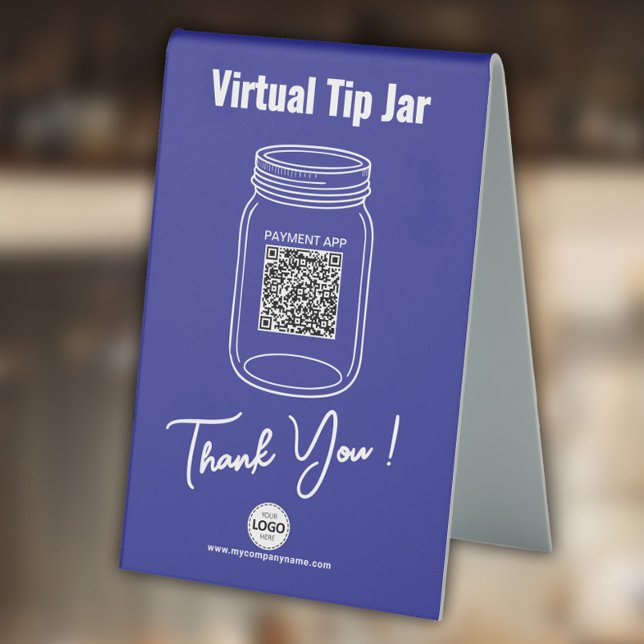 Virtual Tipp Jar, Custom QR Code, Logo, Blau Tischaufsteller (Von Creator hochgeladen)